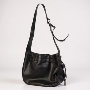 Halston Heritage Women Black‎ Leather Crossbody Shoulder Hobo Suede Bag Purse
